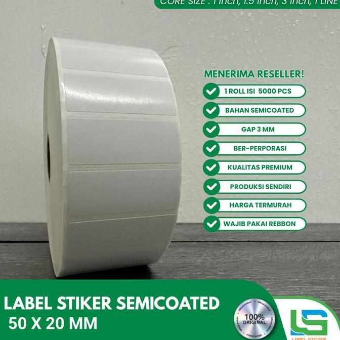 LEVINAMISAHSHOP - LABEL BARCODE 50X20 MM SEMICOATED STIKER LABEL 50X20MM