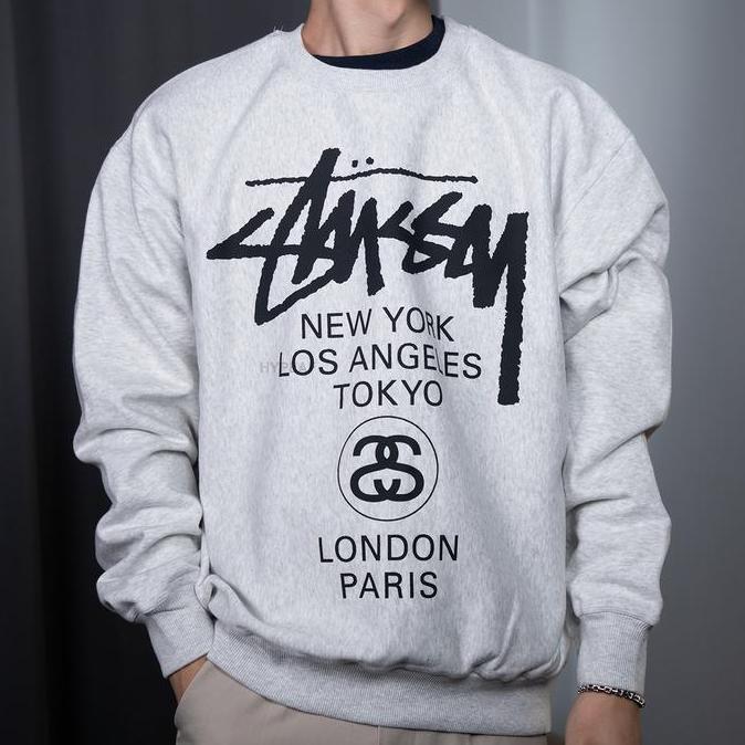 STUSSY World Tour Long Sleeve Cotton Crewneck Original