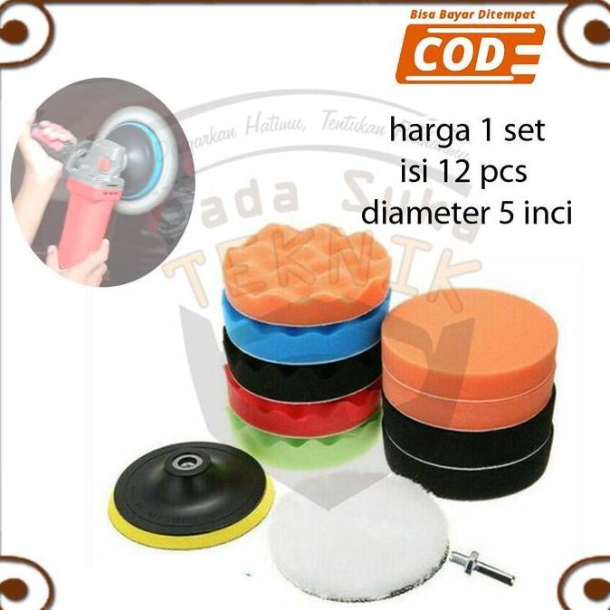 AHROKA Mata Gerinda Foam Busa Pemoles Gosok Body Motor/Mobil Poles 12 Pcs