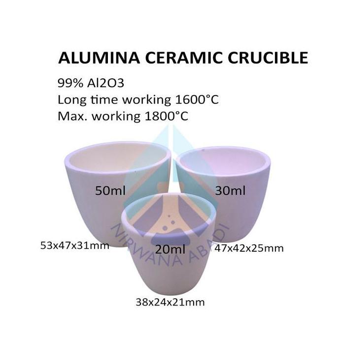 Cawan Krusibel Alumina, Alumina Crucible 99% Al2O3 tanpa tutup