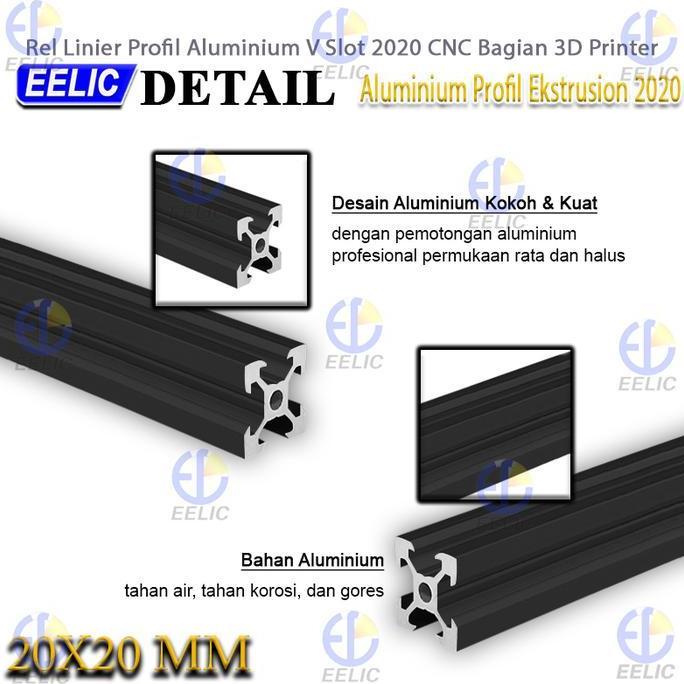 LORASTA EELIC ALM-EX2020VS Aluminium pofil exstrusion Vslot 2020 CNC 3D PRINTER 10 CM