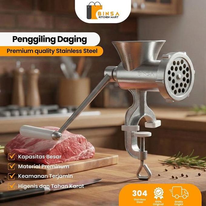ARUMKIKI_VARIAN - BINSA - MESIN GILING DAGING MANUAL STAINLESS PENGGILING BAKSO UKURAN KECIL BESAR J