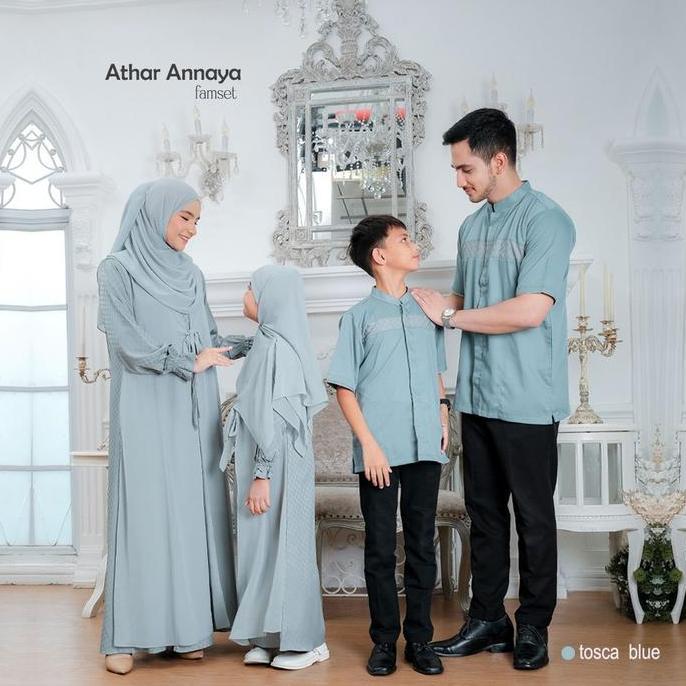 Riskirich Sarimbit Athar Annaya Tosca Blue Baju Couple Keluarga 2026