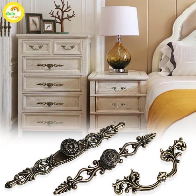 LOGPEF Tarikan Laci Lemari Vintage Freya Klasik Handle Laci Gagang Pintu Tarikan Pintu Almari Bufet 