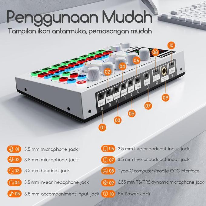barkisanshop - bonkyo paket peralatan streaming lengkap: sound card f999max + mikrofon m997 + headse
