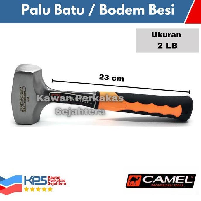 CAMEL Palu Batu Besi Gagang Fiber 2 LB (1 kg) | Palu Bodem 2LB