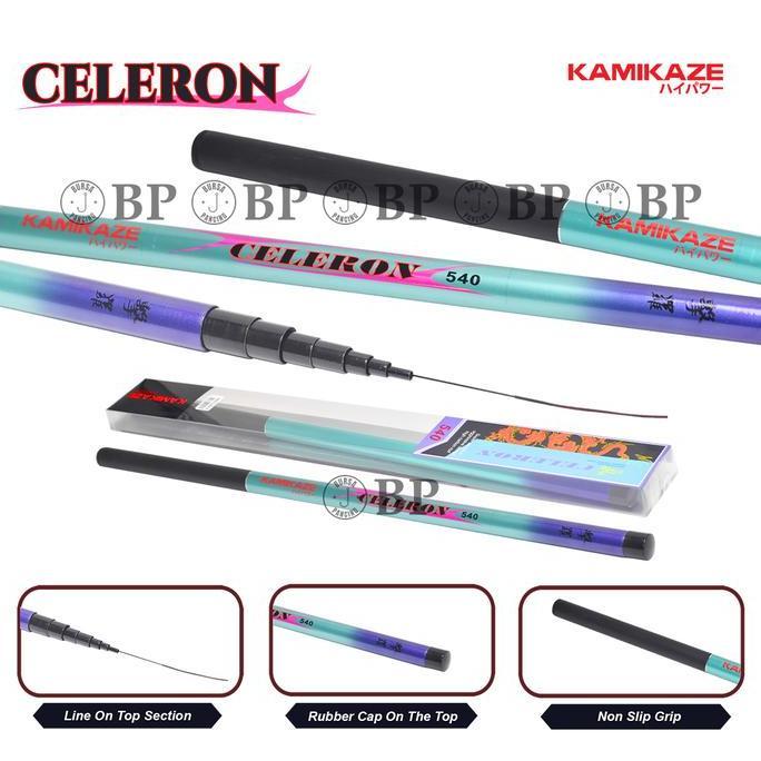 KAMIKAZE Joran Pancing Tegek CELERON 240cm - 720cm Bahan Carbon Ruas Pendek Mudah Untuk Dibawa Ringa