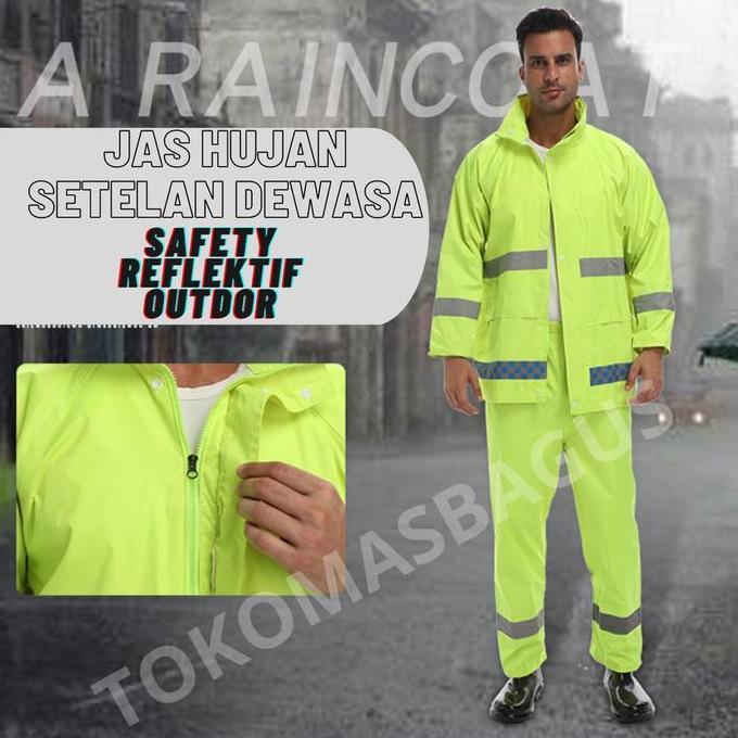 Jas Hujan Safety DEWASA 100 Setelan Outdoor Jaket Celana Anti Air