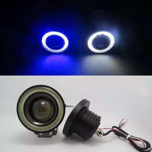 Viral  Sepasang Fog Lamp Angel Eyes Led 89Mm Eye 89 Mm Lampu Kabut Mobil Bemper Depan Sorot Foglamp 
