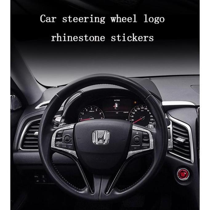 OVMIDEX Stiker hiasan setir mobil logo mengkilap imitasi berlian imitasi stiker setir mobil Car depa