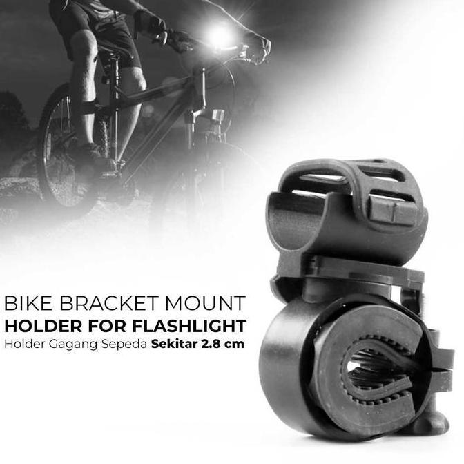 TELENIUM Bike Bracket Mount Holder for Flashlight AB-2966Torch Bracket Hitam C243 dengan Desain Khus