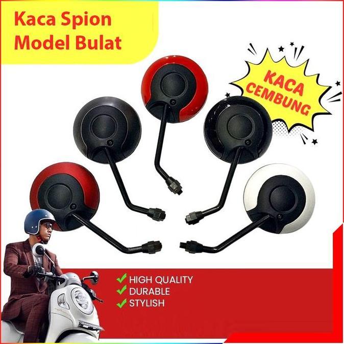 RESDEKAH Kaca Spion Motor Bulat Standar Yamaha Honda - Spion Bulat Retro - Spion Motor Scoopy Fino F