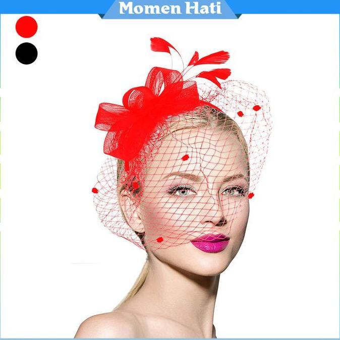 SASCALA Hiasan Rambut Pesta / Dekorasi Pengantin / Topi Kecil / Aksesoris Bulu Untuk Kepala