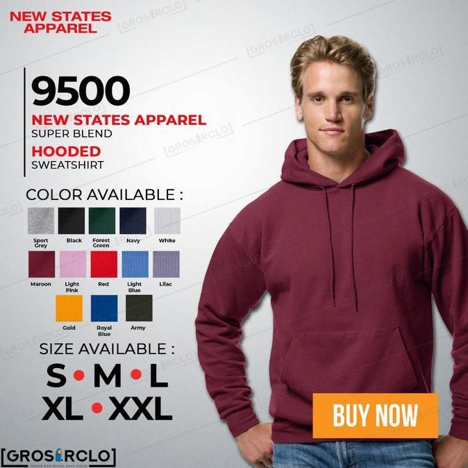 New States Apparel ( NSA ) JAKET Hoodie Polos 9500 Import Original