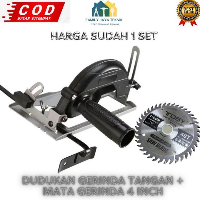 Dudukan Gerinda Tangan Circular Saw Pemotong Kayu Stand Holder Lengkap Dengan 1 Mata Gergaji - Merek