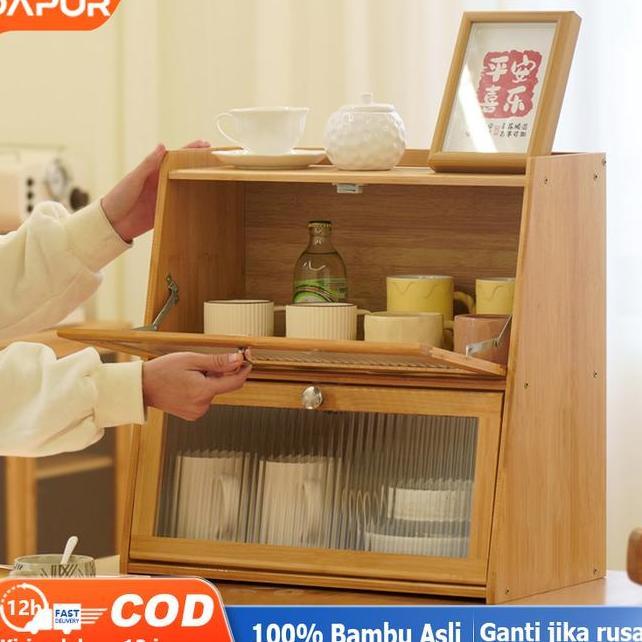 Dhrak Bumbu Dapur Rak Kopi Rak Meja Rak Cangkir Lemari Serbaguna Rak Dapur Serbagu Kabinet Kecil Lem