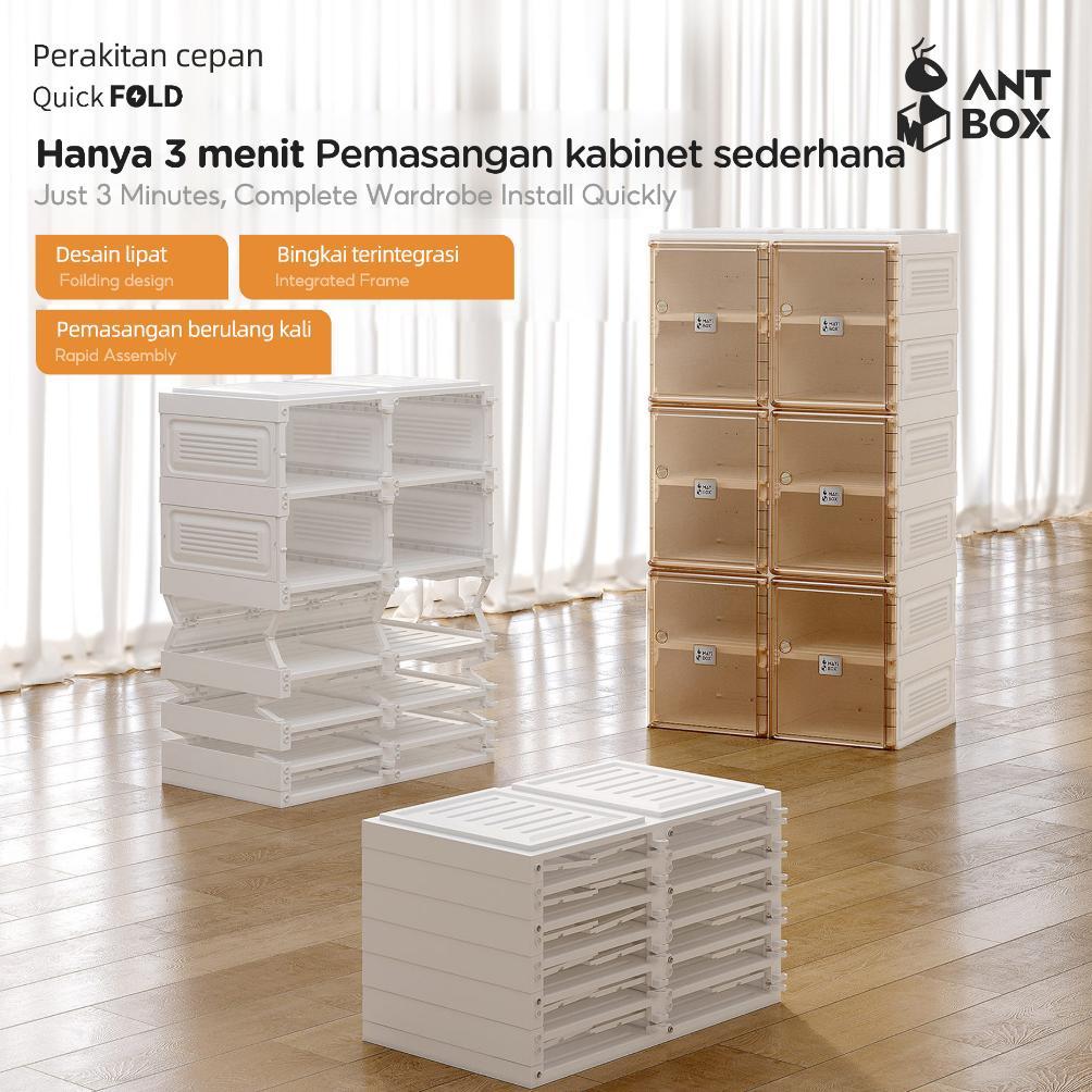 Promo ANTBOX Rak Lemari Sepatu Lipat  Kapasitas 20 Pasang Pintu Transparan Kuat Kokoh Tahan Lama Ant