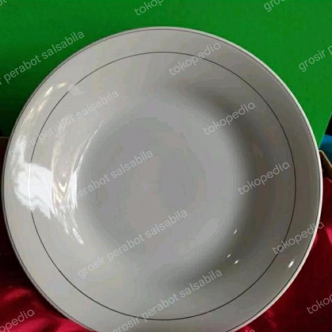 1 lusin piring makan keramik putih lismas 9 dim sunbird HI