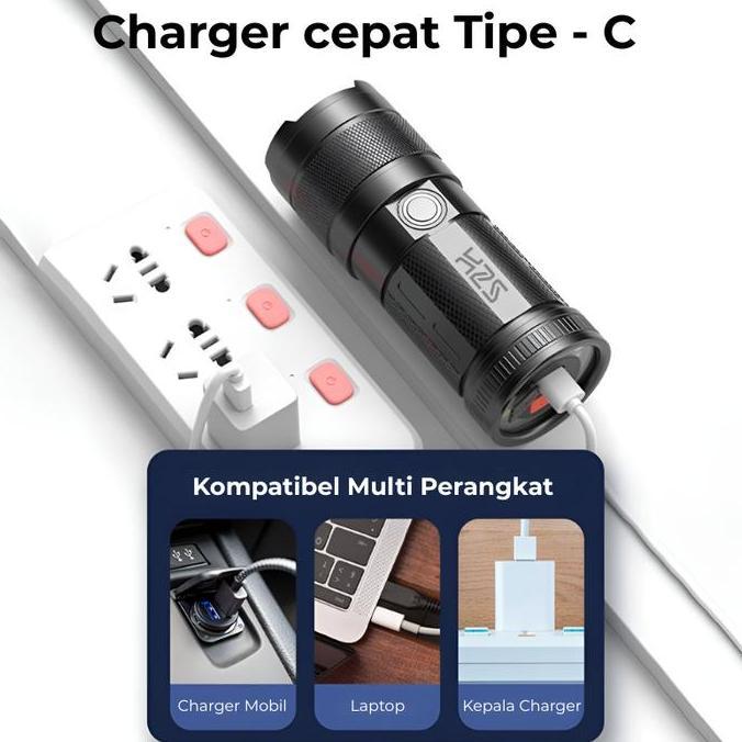 BARRIZALSHOP57 - H2S SENTER LED LASER CAS COB ZOOM IN OUT 9 MODE WATERPROOF HS-S86