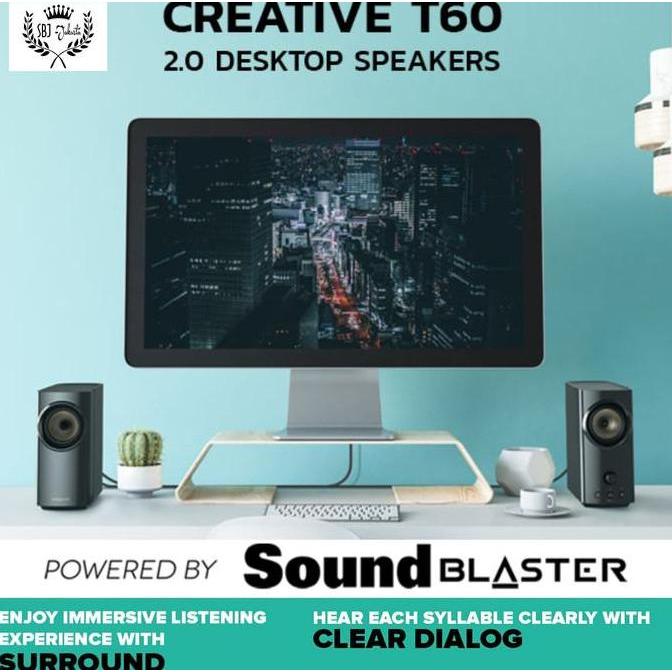 Creative T60 Hi-Fi Desktop Speaker Clear Dialog Surround Portabel