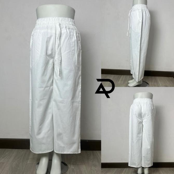 Celana Wanita Kulot Putih Standar Jumbo Semi Jeans Denim Premium - Celana Panjang Putih Wanita Dewas