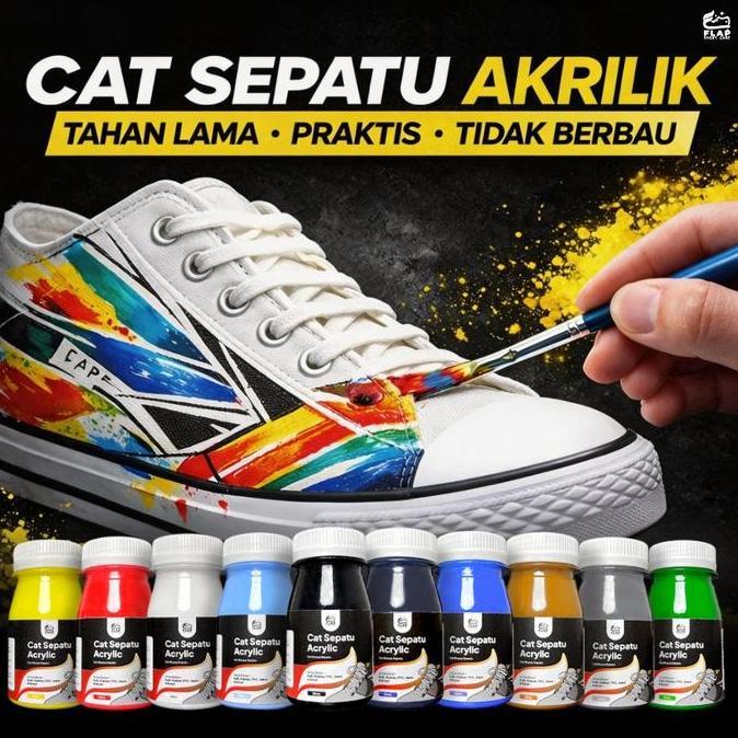 Renggastore0 - Flap Shoes Care - Cat Akrilik Sepatu - Cat Sepatu Kulit, Rubber, Pvc, Jeans, Dan Boos