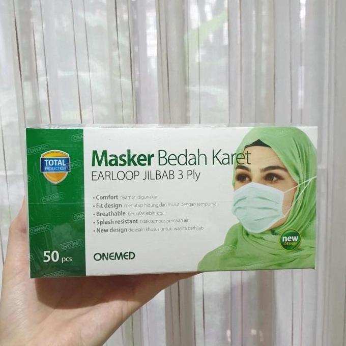 Masker Bedah Karet Hijab Onemed/Masker Medis Hijab Onemed Headloop