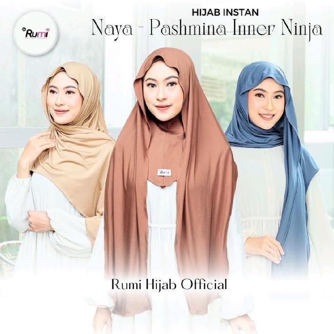 iqorida22 - rumi hijab - naya pashmina instan oval inner ninja menutup leher-dada bahan jersey pasmi