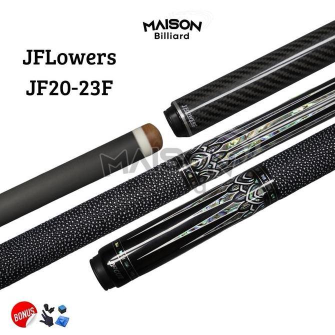 NEW JFlowers Stick Billiard JF 20-23 Stik Carbon dengan Extension JF20-23F - Tip Moori Tip Ferrule S