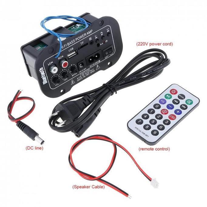 5 Inci 12V 24V 220V Amplifier Ampli Mini Board Audio Bluetooth USB FM Radio TF Player Subwoofer Mobi