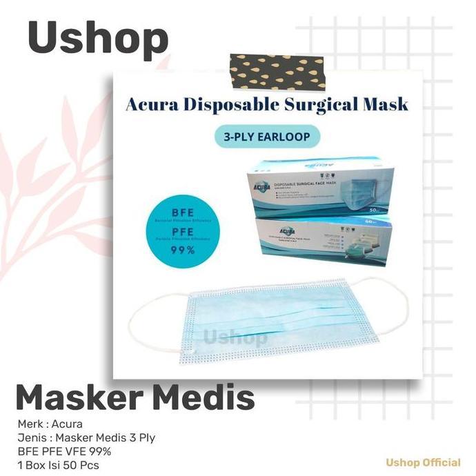 Masker Medis Acura Disposable Surgical Mask 3-Ply Earloop_Masker_Medis
