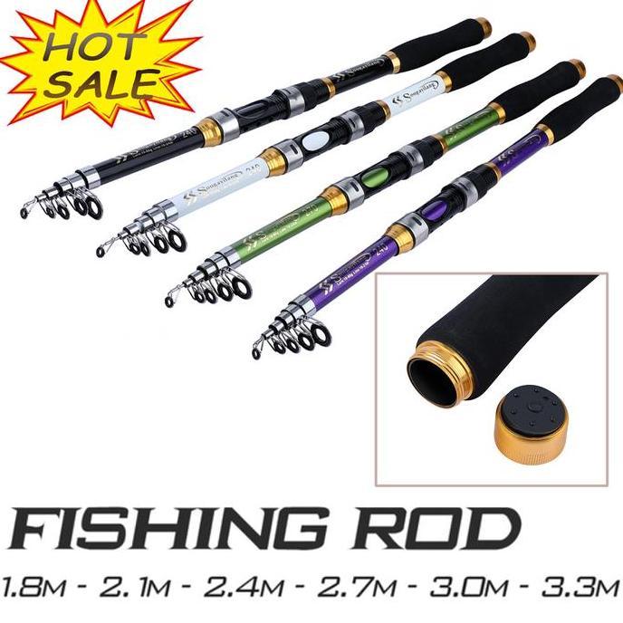 Joran Pancing Kabel Sutet Casting Tegek Carbon Fiber Eva Handle Portabel (1.8M-3.3M) Portable Reel A