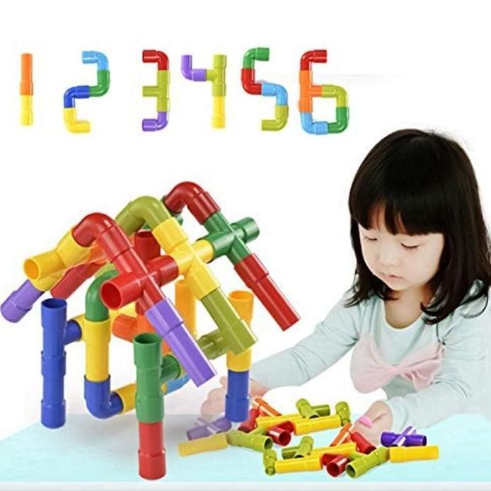 Mainan Edukasi Anak Blok Pipa Education Toys Block Pipa Shape Bentuk Brick