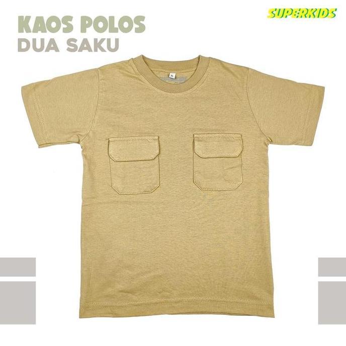 KAOS ANAK COWOK POLOS SAKU DUA Coklat SUPERKIDS 1 - 11 TAHUN Katun Perempuan Laki-Laki Bayi