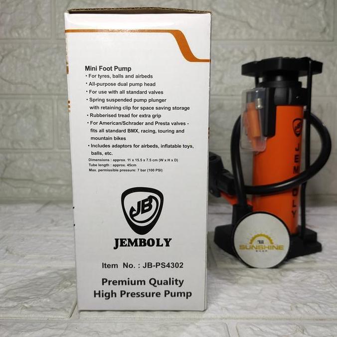 Pompa Injak JEMBOLY JP-PS4302 Untuk Ban Sepeda Dan Motor