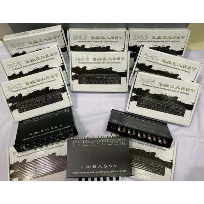 PARAMETRIC EQUALIZER PREAMP KARAOKE EMBASSY EQ-888 BLUETOOTH BAGUS