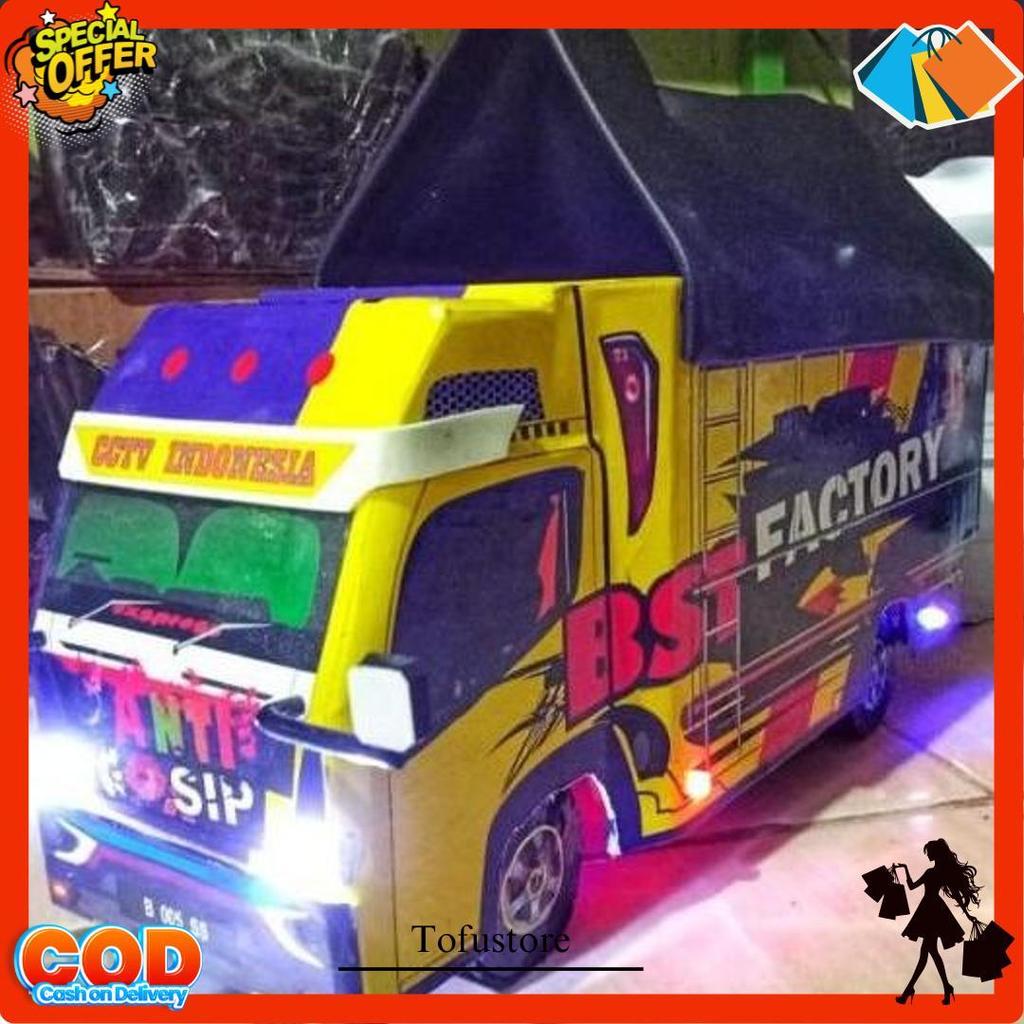 Truk Oleng Anti Gosip Miniatur Truk Lampu Terpal Premium