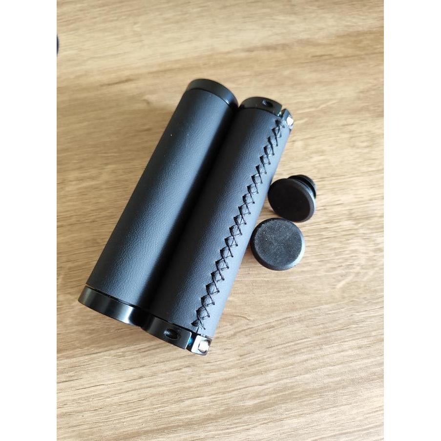 Hand grip Sepeda Kulit Vintage Brown Black Coklat Hitam