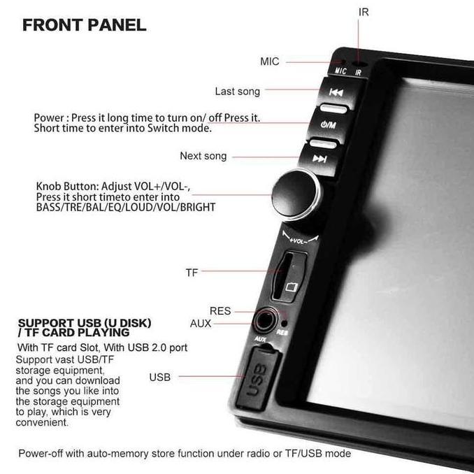 Head Unit 2 DIN Car MP5 Player 7 Inch Kamera Belakang