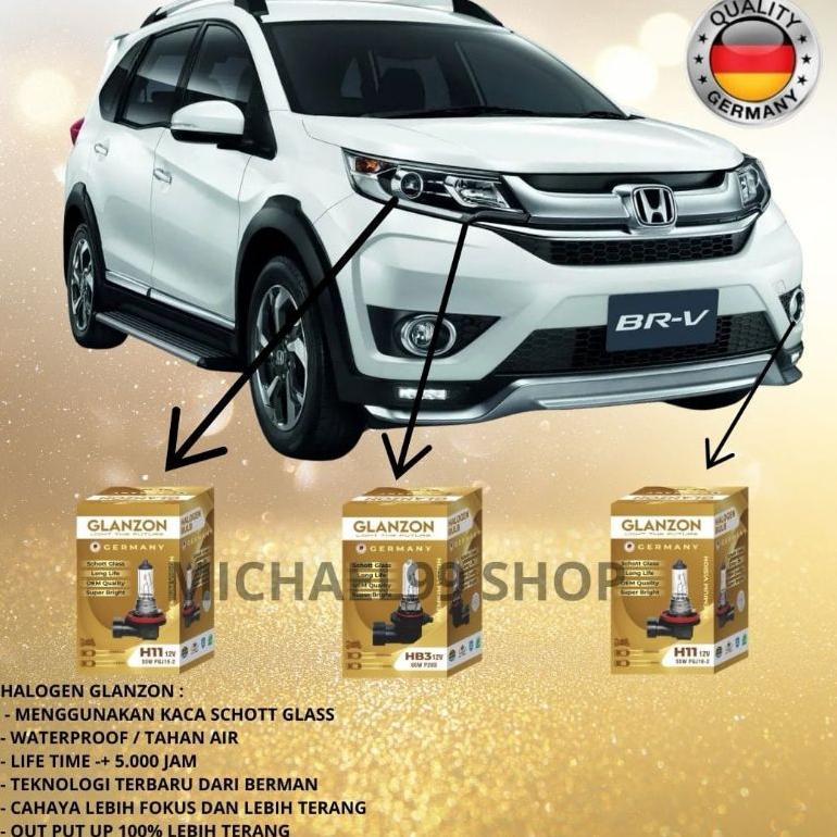 BOHLAM LAMPU HALOGEN MOBIL HONDA BRV LAMPU DEKAT / LAMPU JAUH / LAMPU FOGLAMP ORIGINAL GLANZON GERMA