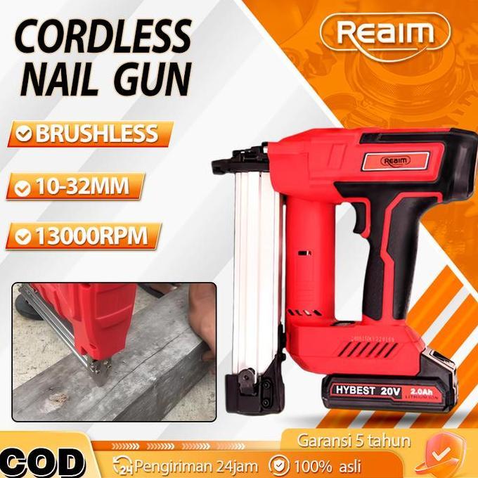 Erikasyafa - REAIM NailGun Paku Tembak Listrik Paku Tembak Baterai Cordless NailGun Alat Paku Tembak