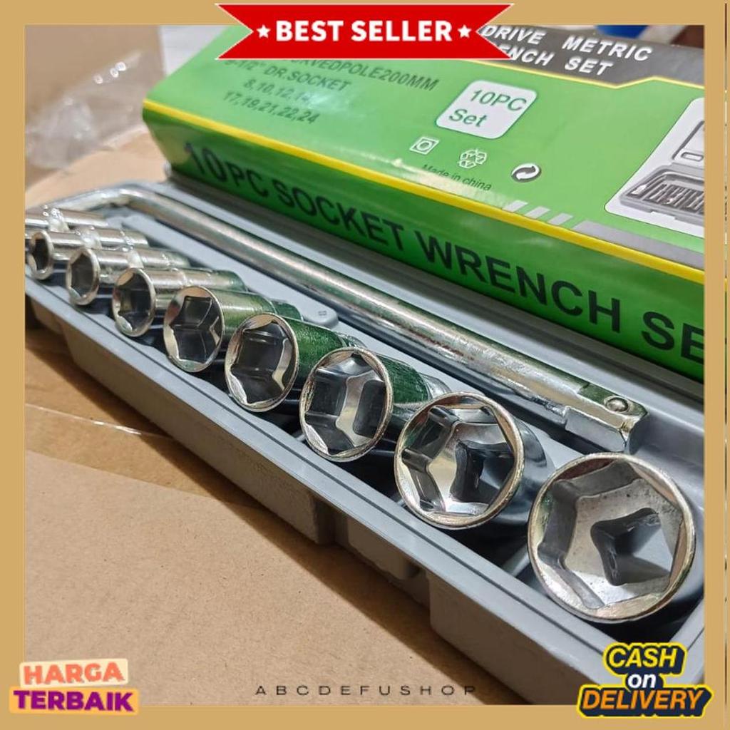 Berkualitas Kunci Shock Sok Set 10Pcs Ktp 1/2 "6 Pt Ukuran 8 - 24Mm - Kunci Socket Wrench Set 10 Pcs