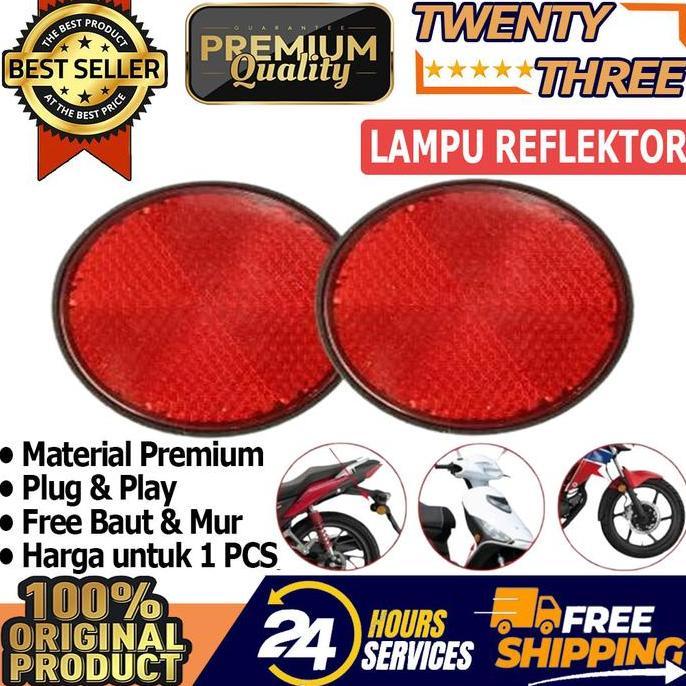 Mata Kucing Bulat Merah Lampu Reflektor Reflector Mur Baut Spakbor Sepeda Motor Mobil