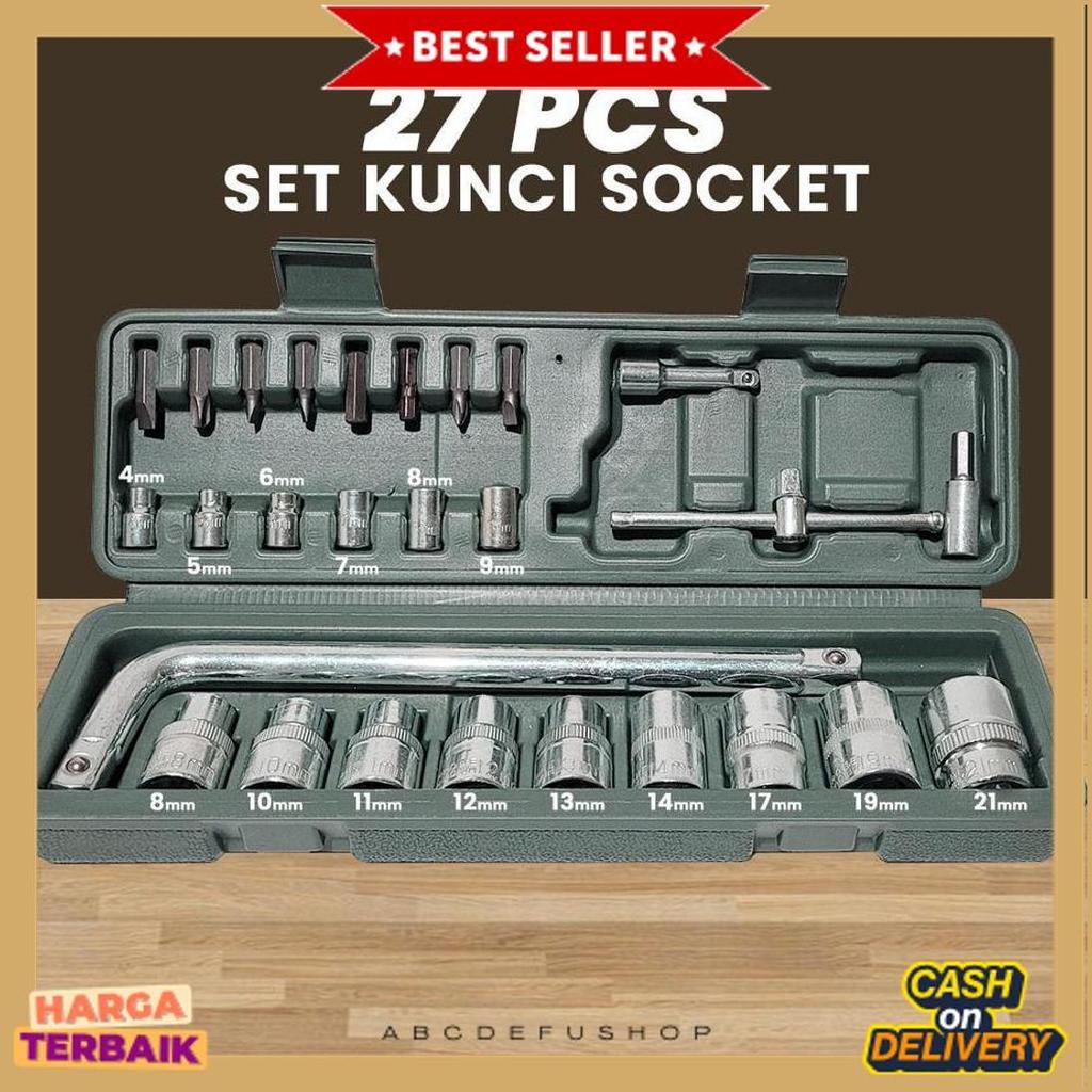 Promo Kunci Sock / Socket / Shock / Sok Wrench 27 Pcs , Kunci 40 , Kunci 10 , Kunci 46 , Kunci 19 , 