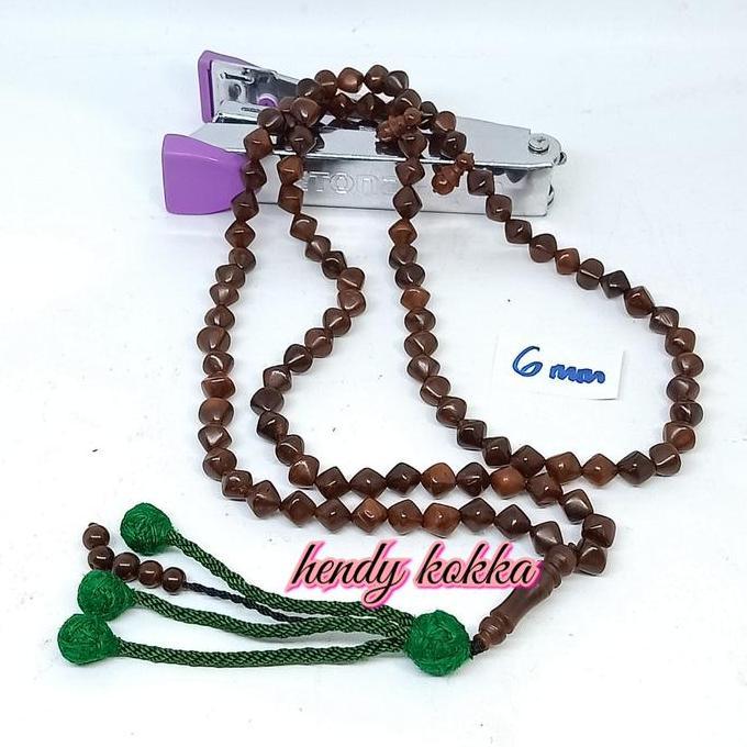 GROSIR 5PCS tasbih kokka kaukah 99 wajik rumbai 6mm coklat