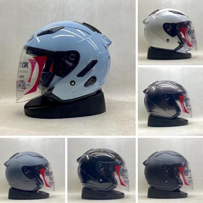 NEW HELM KYT GALAXY FLAT R SOLID /DOUBLE VISOR - KYT ORIGINAL HALF FACE COWOK CEWEK KACA BENING MOTO