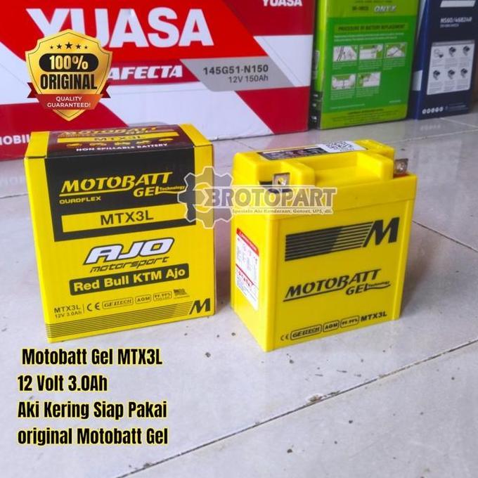 NEW AKI KERING MOTOR RX KING, KAWASAKI NINJA R SS 150, HONDA NSR 150 ACCU MOTOBATT MTX3L GEL 12VOLT 