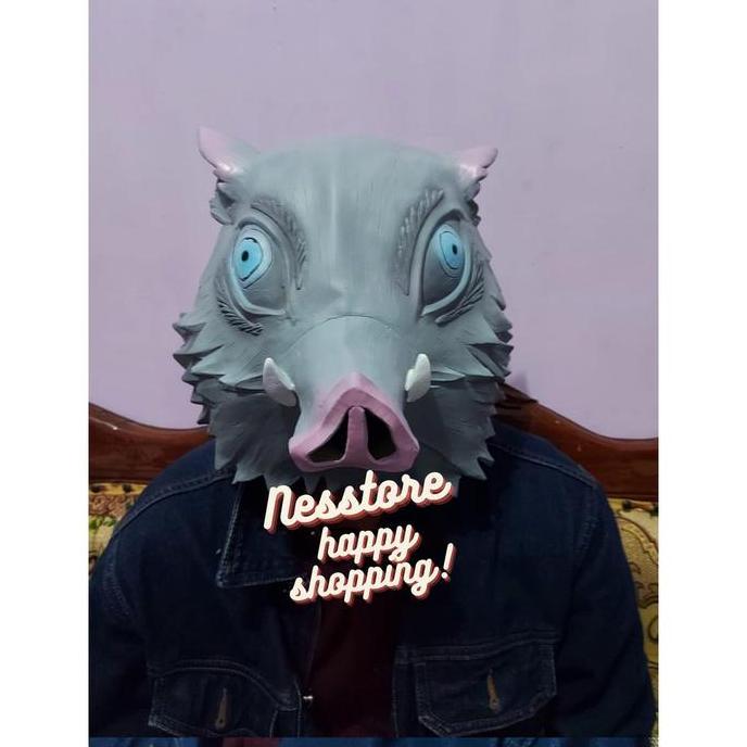 Topeng Bentuk Babi Hashibira Inosuke Bahan Latex Untuk Kostum Halloween murah