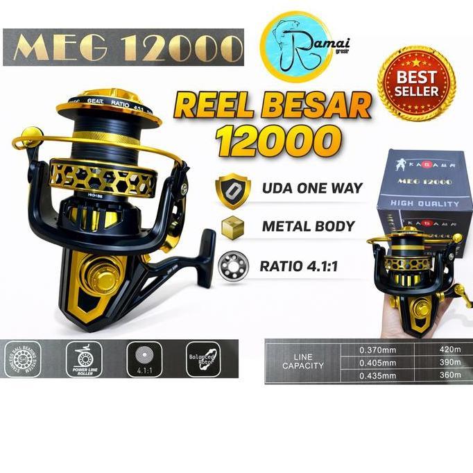 Reel Pancing Jumbo Kagawa 12000|Reel Besar Oneway|Metal Body|5+1Bb