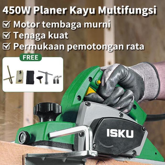 Murah Isku 450W Planer Listrik Mesin Atur Kombinasi Mesin Gerinda Tangan 500W Memotong Kayu Mesin Ke
